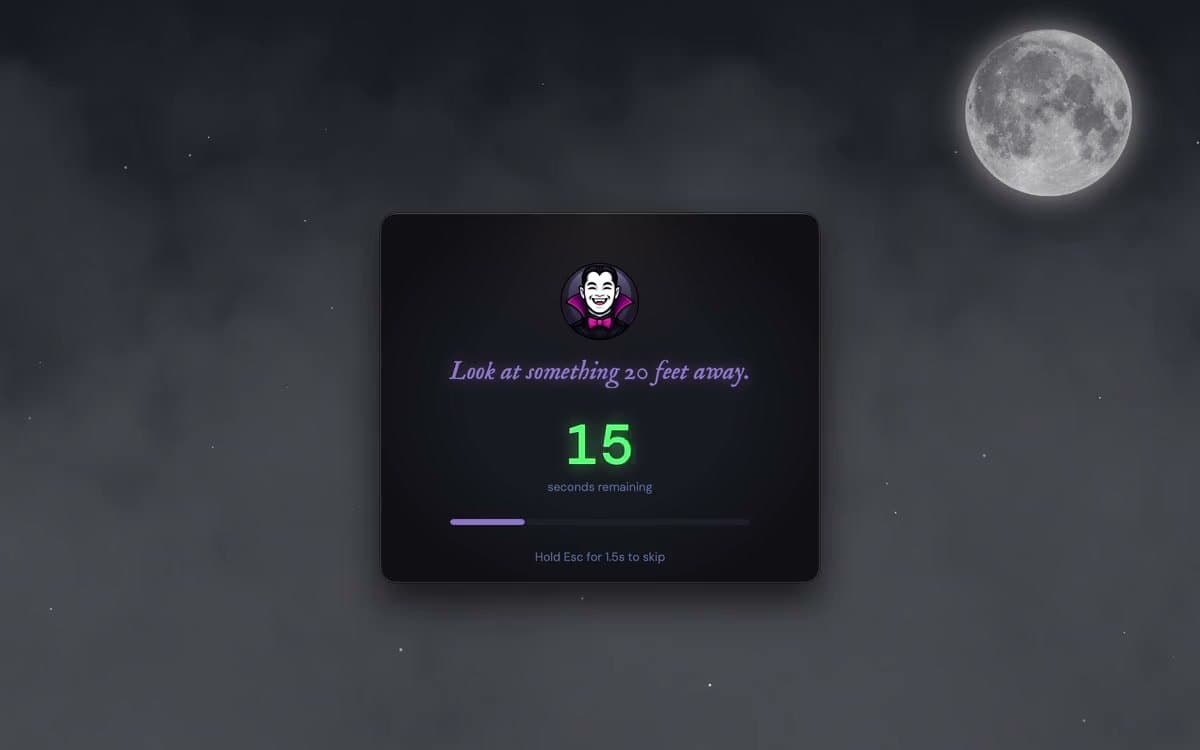Count Tongula’s Eye Break app reminding you to rest your eyes