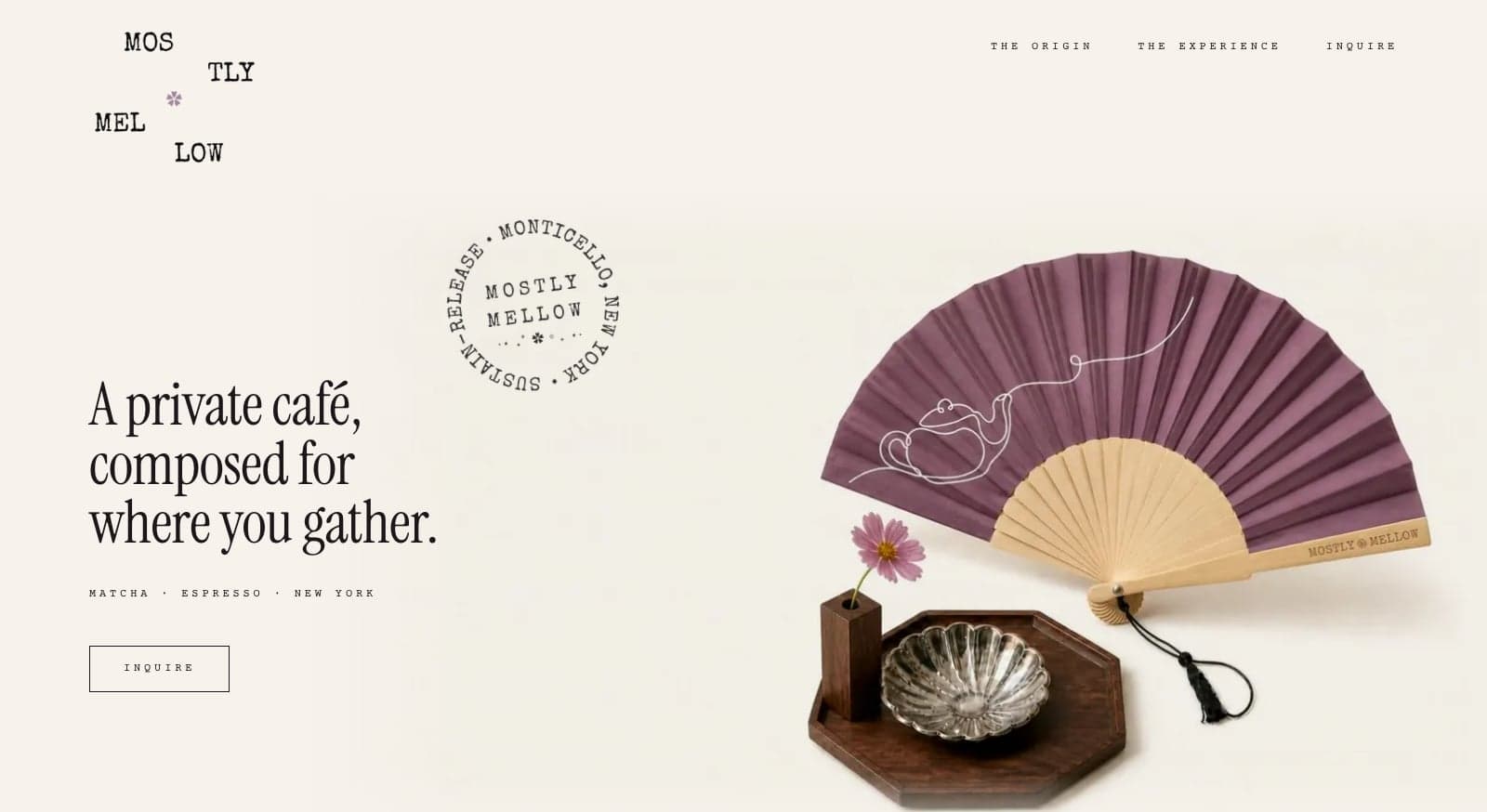 Mostly Mellow’s animated matcha café website